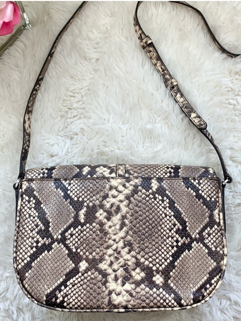 Lk New Banana Republic Snake Print Leather Crossbody purse - Picture 7 of 15